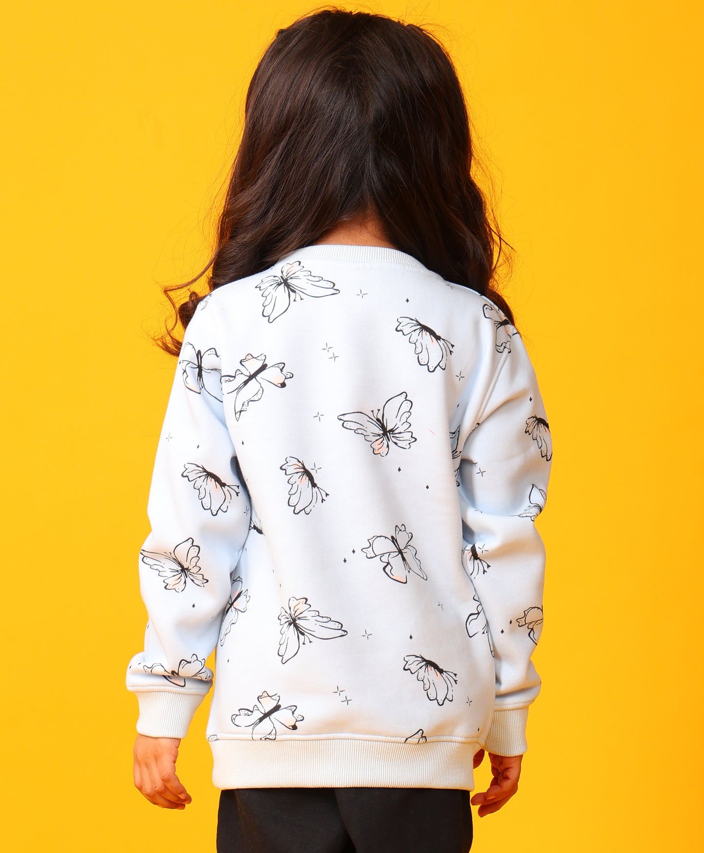 BLUE BUTTERFLY FLEECE GIRLS SWEATSHIRT - BLUE
