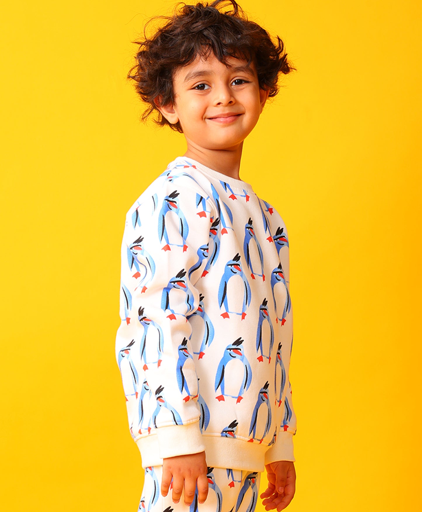 PENGUIN FLEECE BOYS SWEATSHIRT - OFF WHITE