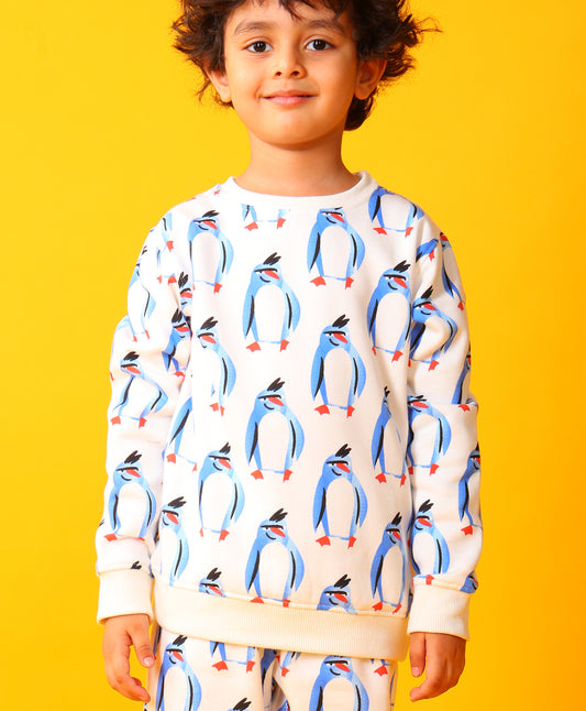 PENGUIN FLEECE BOYS SWEATSHIRT - OFF WHITE