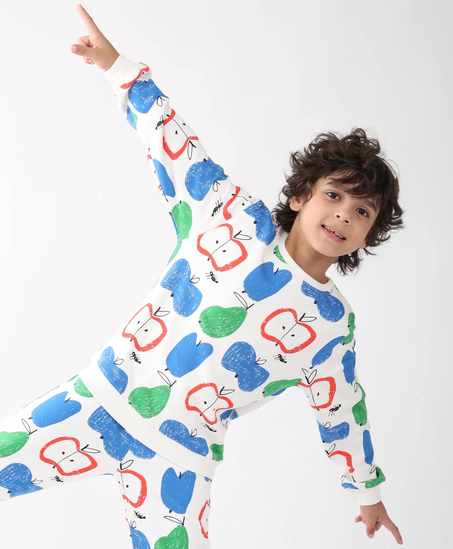 APPLE PEAR BOYS FLEECE SWEATSHIRT - WHITE