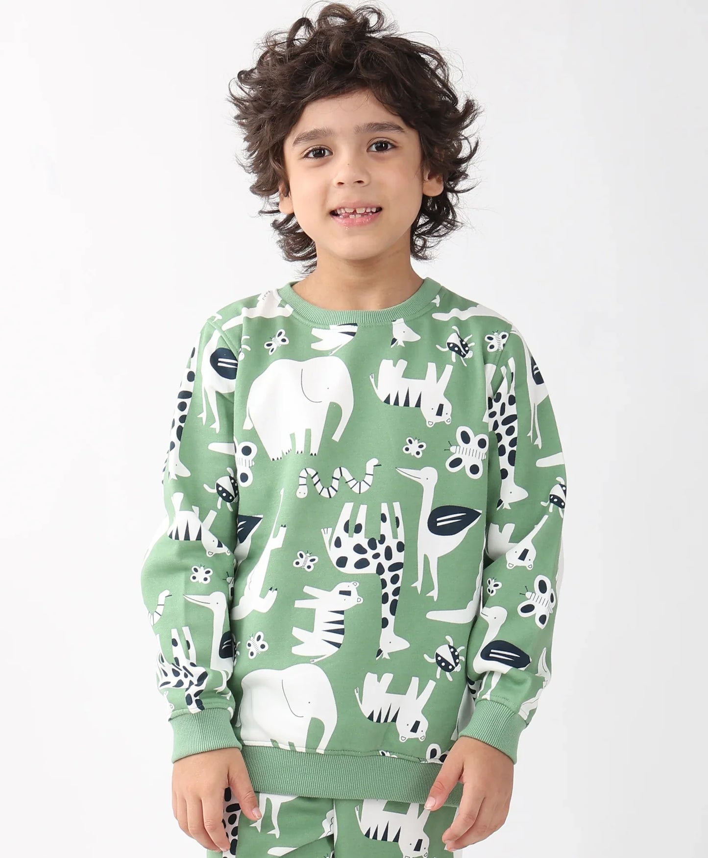 ANIMAL GREEN FLEECE BOYS SWEATSHIRT - GREEN