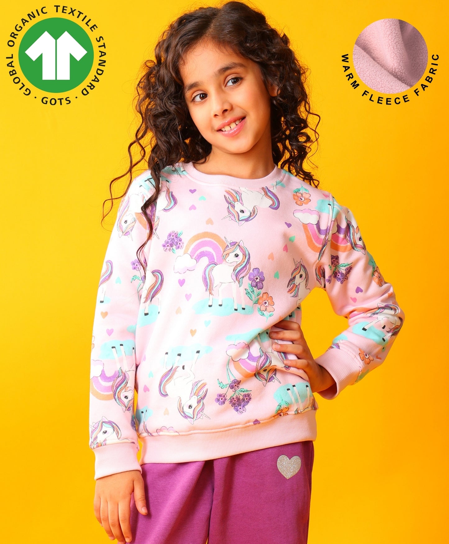 UNICORN HEART PRETTY PINK FLEECE SWEATSHIRT - PINK