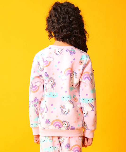 UNICORN HEART PRETTY PINK FLEECE SWEATSHIRT - PINK