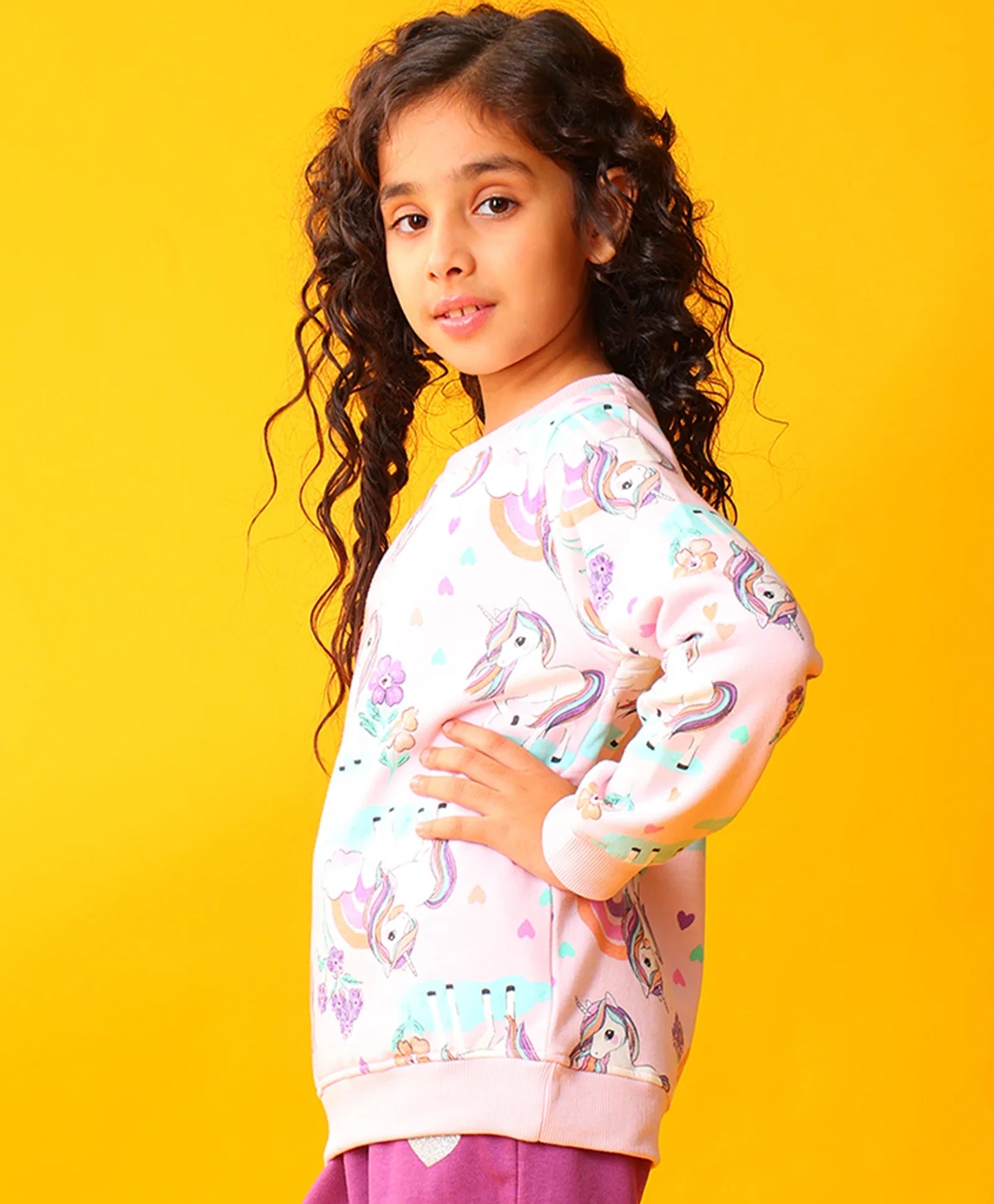 UNICORN HEART PRETTY PINK FLEECE SWEATSHIRT - PINK