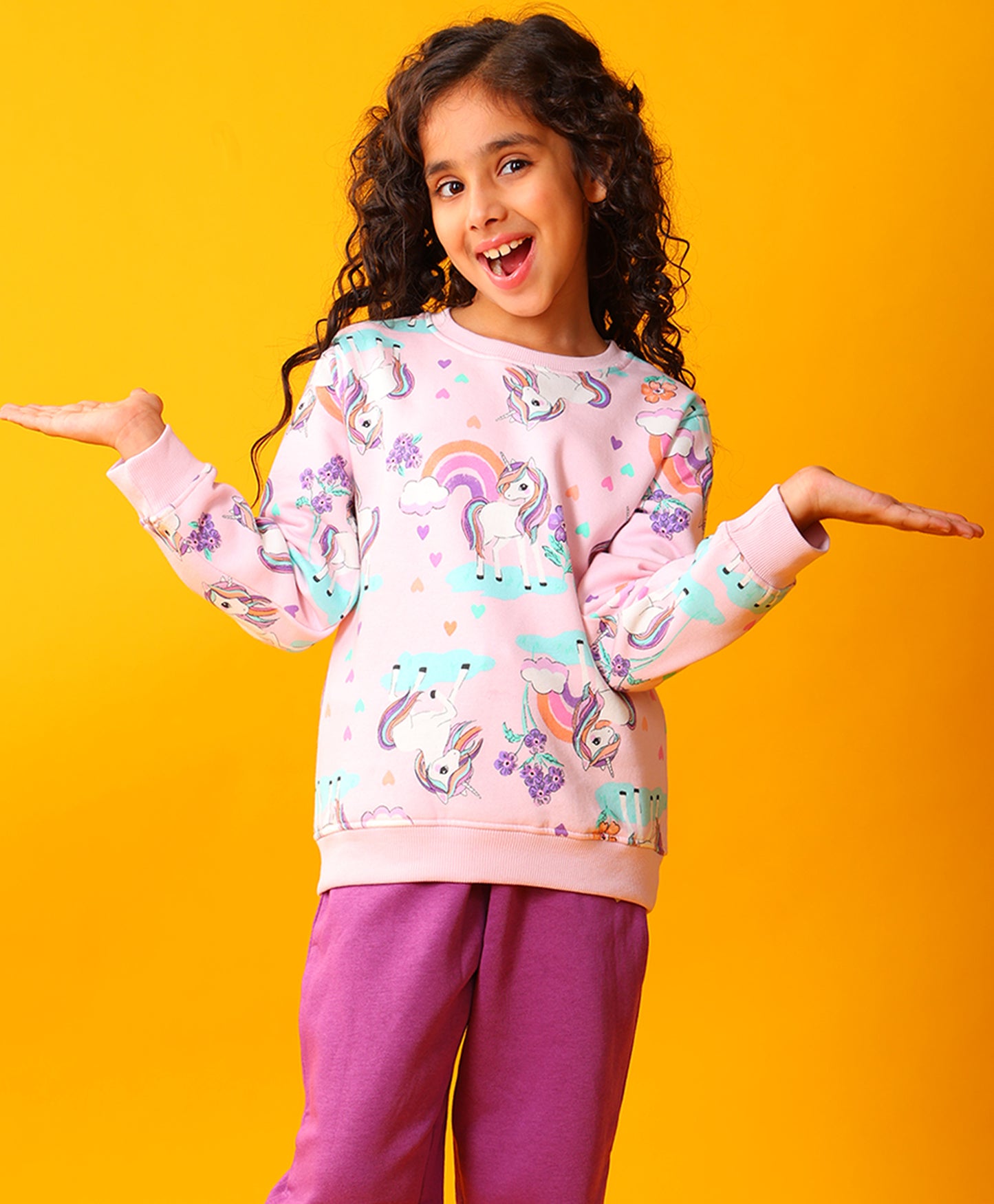 UNICORN HEART PRETTY PINK FLEECE SWEATSHIRT - PINK