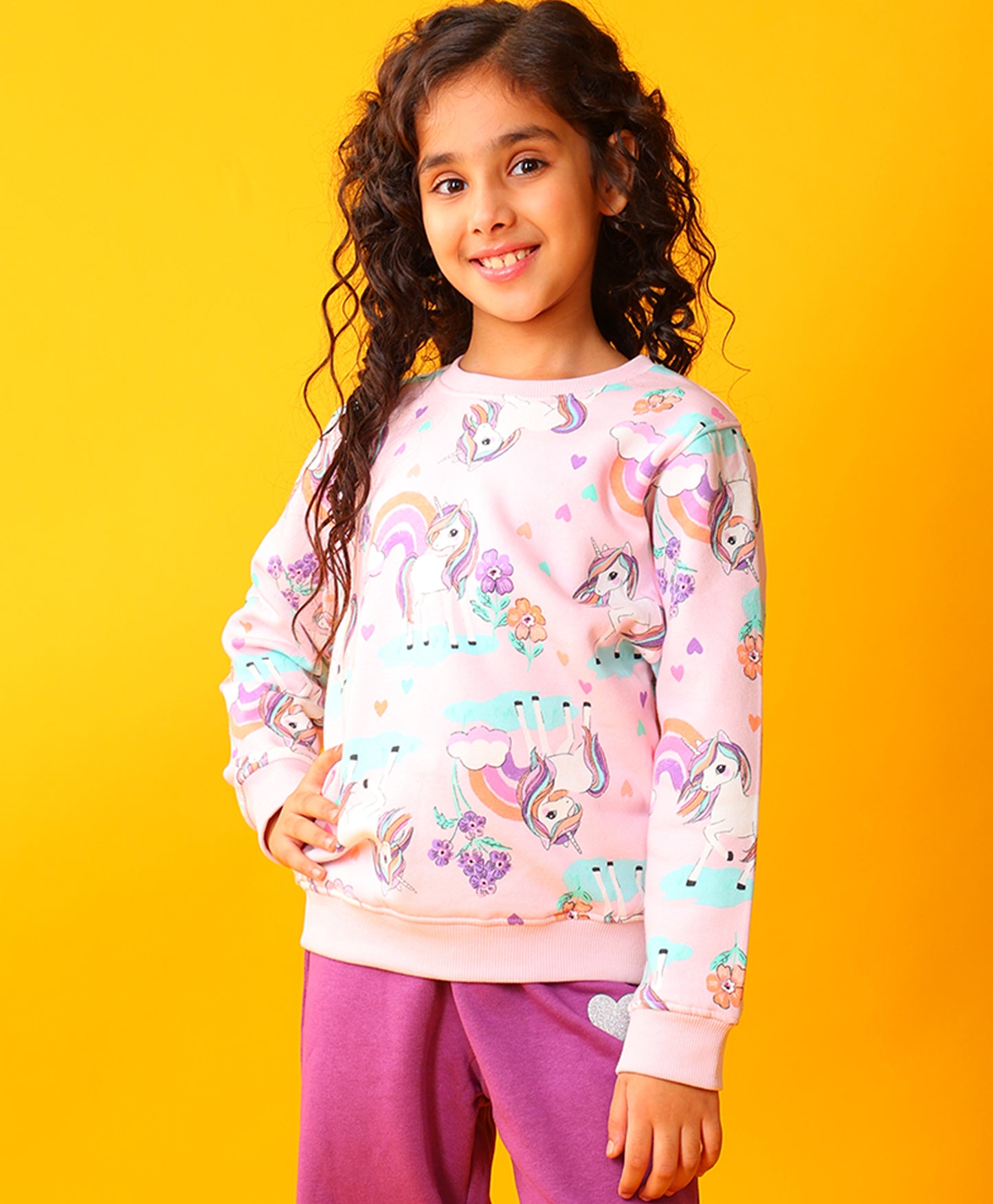 UNICORN HEART PRETTY PINK FLEECE SWEATSHIRT - PINK