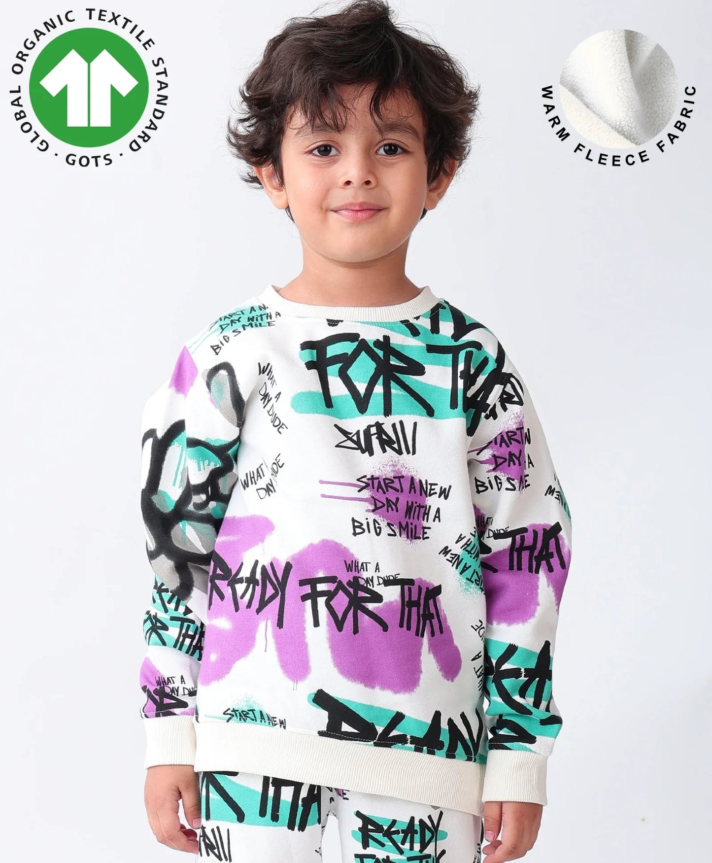 READY FOR THAT BOYS FLEECE SWEATSHIRT - WHITE