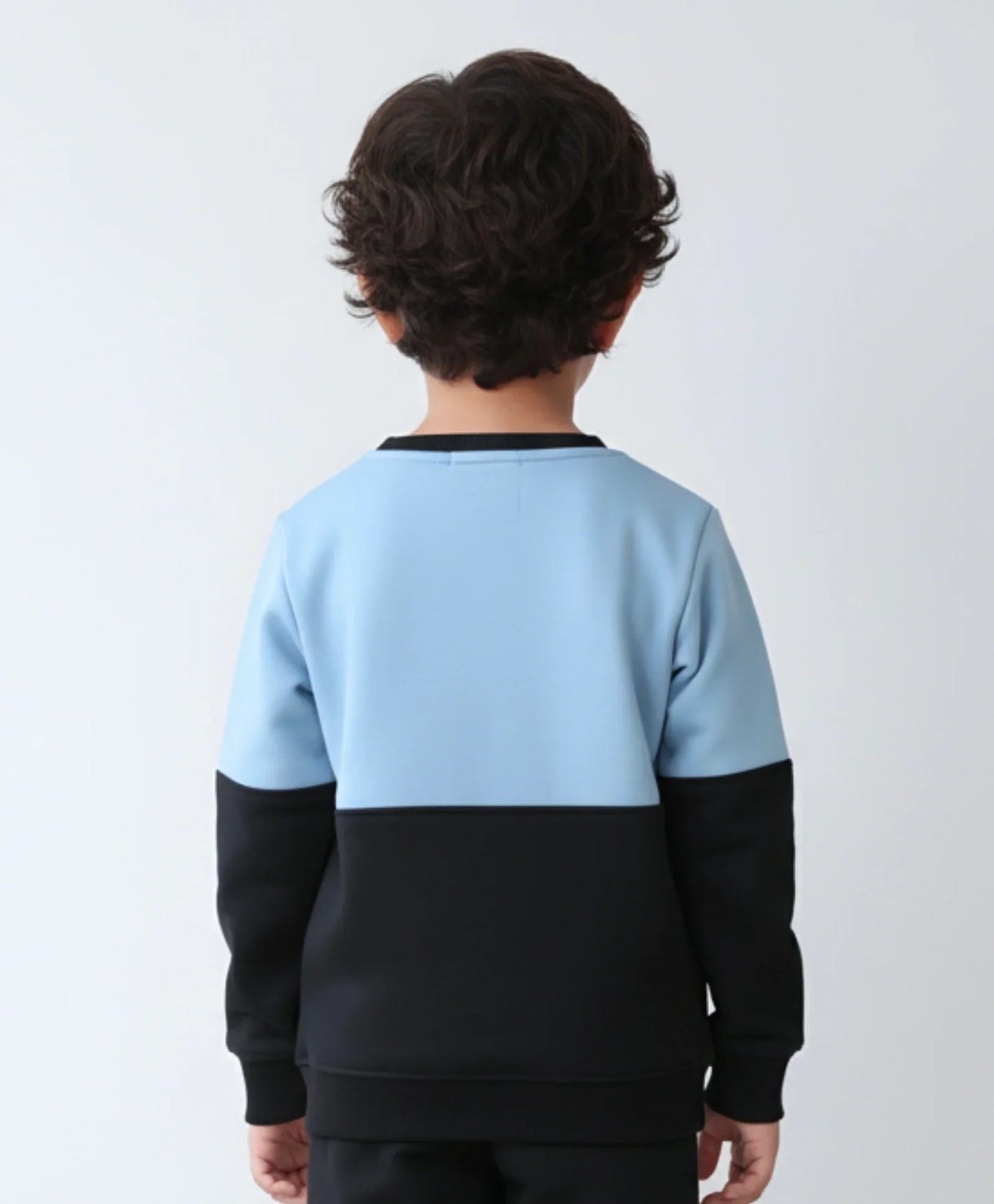 BLACK BLUE INTERLOCK BOYS FLEECE SWEATSHIRT - BLACK