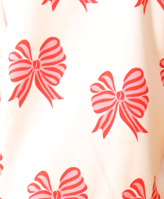 BOW PINK GIRLS FLEECE BLACK SWEATSHIRT JOGGER SET - WHITE/BLACK