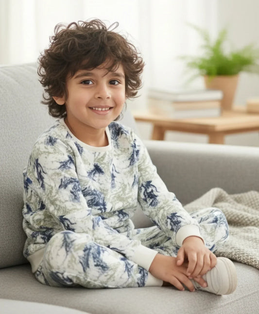 BLACK BLUE LIGHTING FLEECE BOYS SWEATSHIRT JOGGER SET - BLUE - Anthrilo