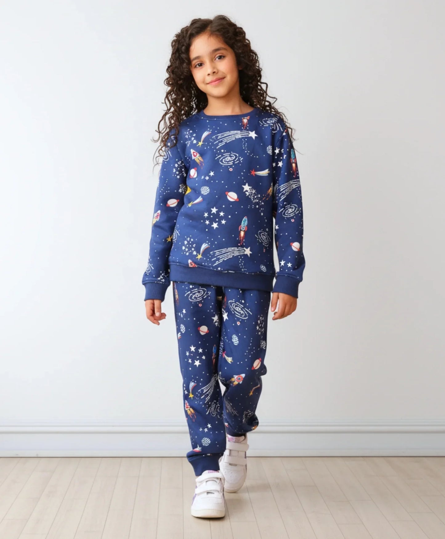 SOLAR DREAMS GIRLS FLEECE SWEATSHIRT JOGGER SET - BLUE