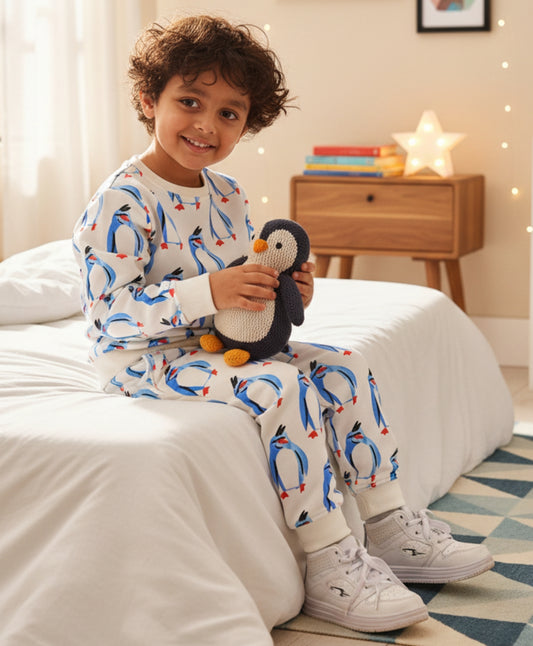 PENGUIN FLEECE BOYS SWEATSHIRT JOGGER SET - OFF WHITE