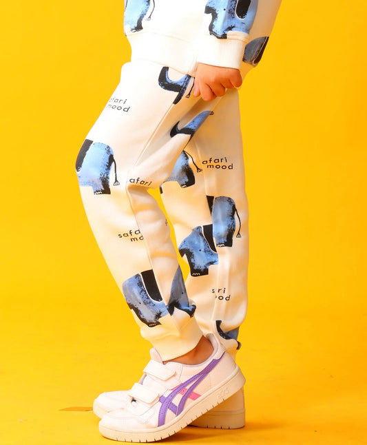 ELEPHANT SAFARI GIRLS FLEECE JOGGER - WHITE