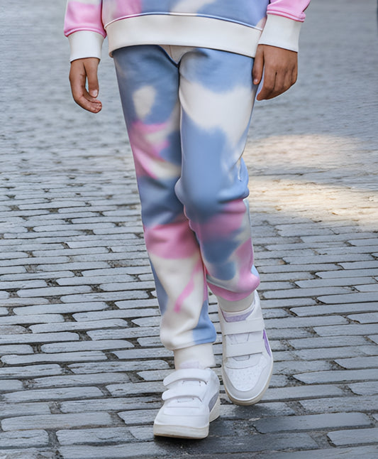 BLUE PINK TIE DYE FLEECE JOGGER - PINK