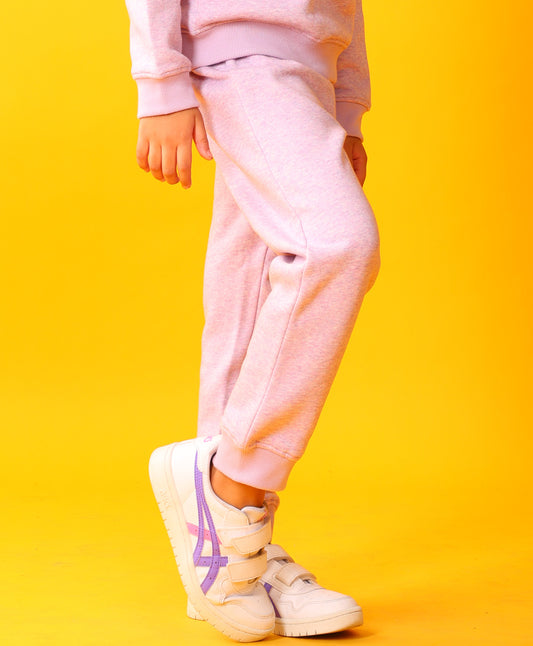 PURPLE MELANGE GIRLS FLEECE JOGGER - PURPLE