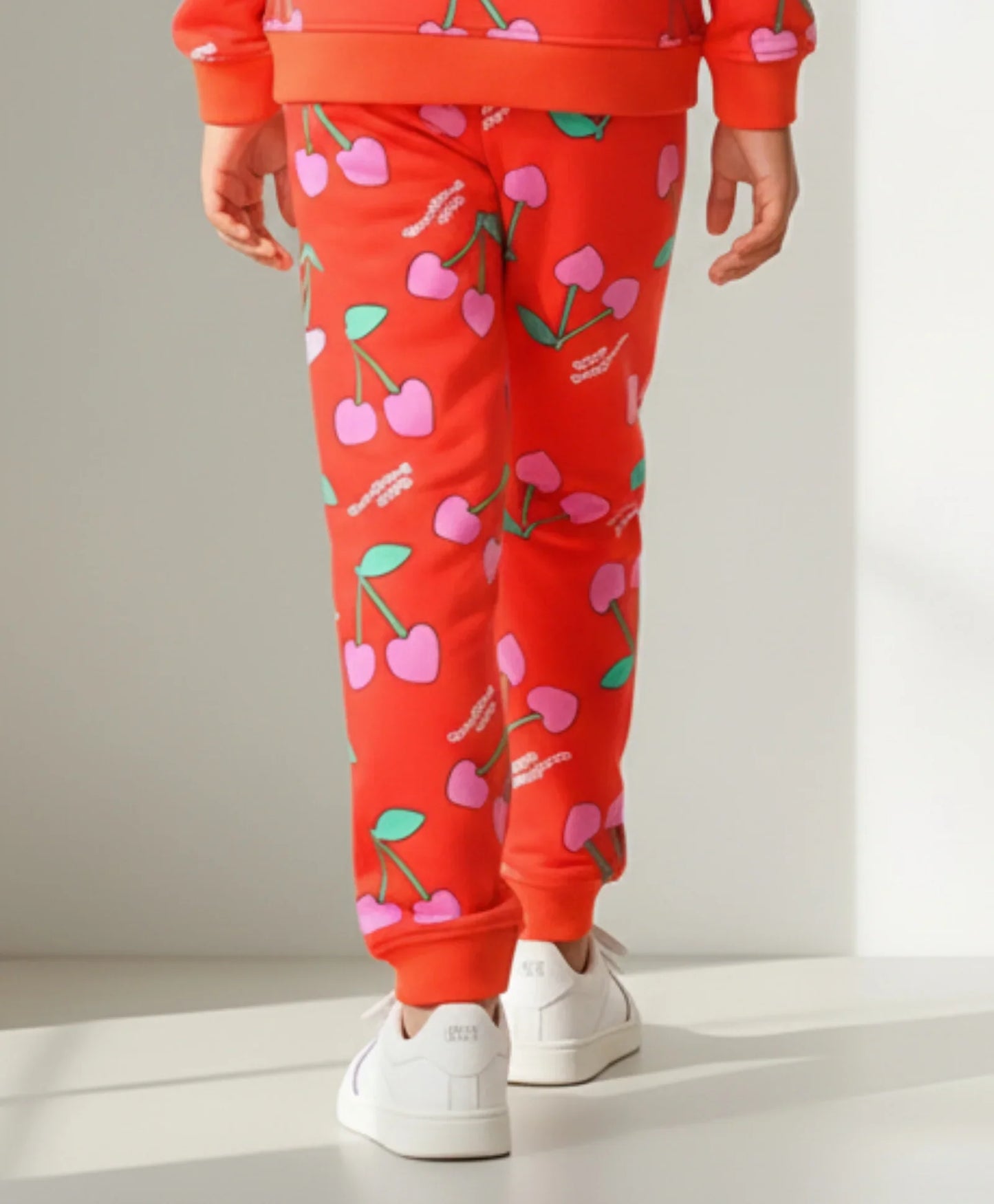 CHERRY RED FLEECE GIRLS JOGGER - RED