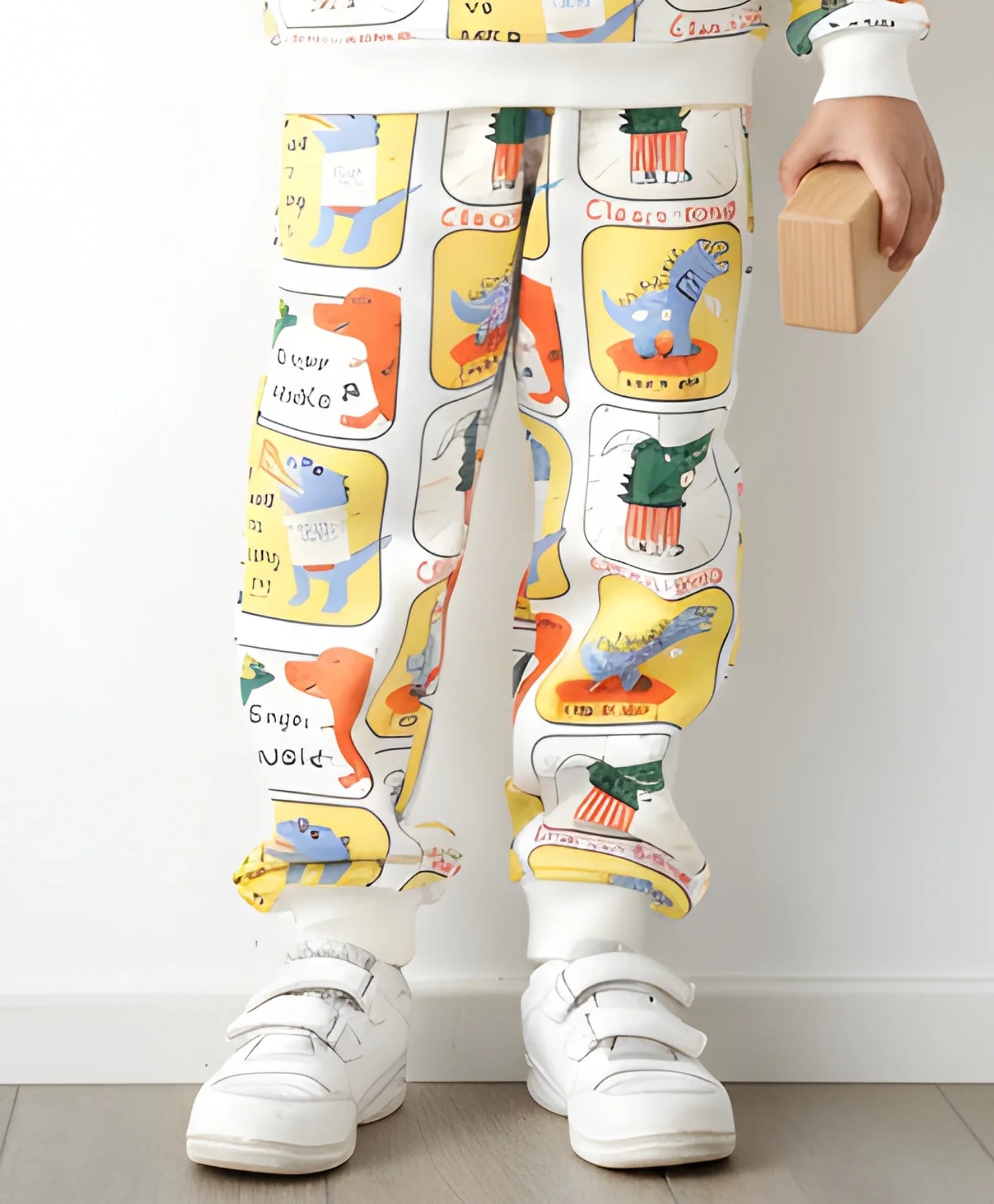 DINOSAUR STAMP FLEECE BOYS JOGGER - OFF WHITE