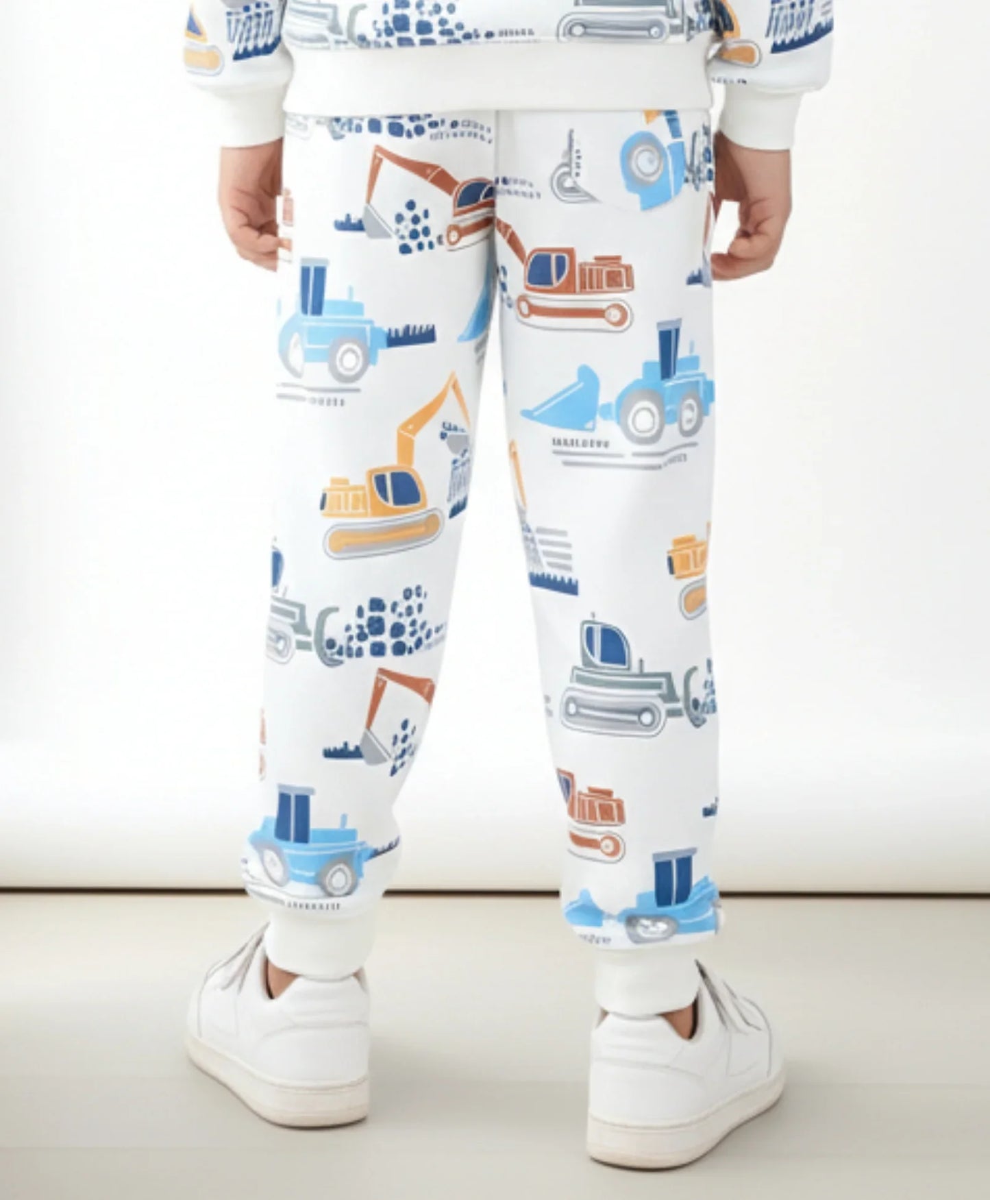 DIGGER PRINT FLEECE BOYS JOGGER - OFF WHITE
