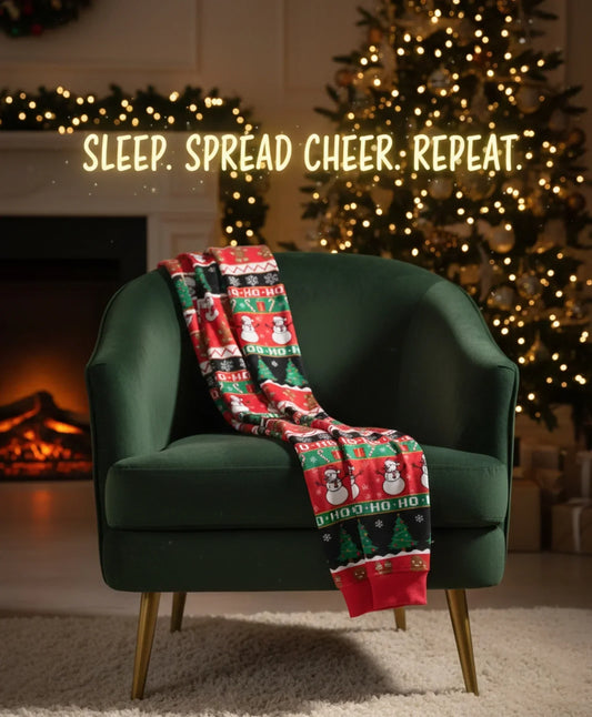 CHRISTMAS PRINT BOYS FLEECE JOGGER - RED - Anthrilo