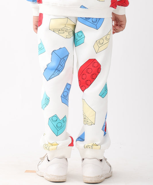 BLOCK BUILDER FLEECE BOYS JOGGER - OFF WHITE