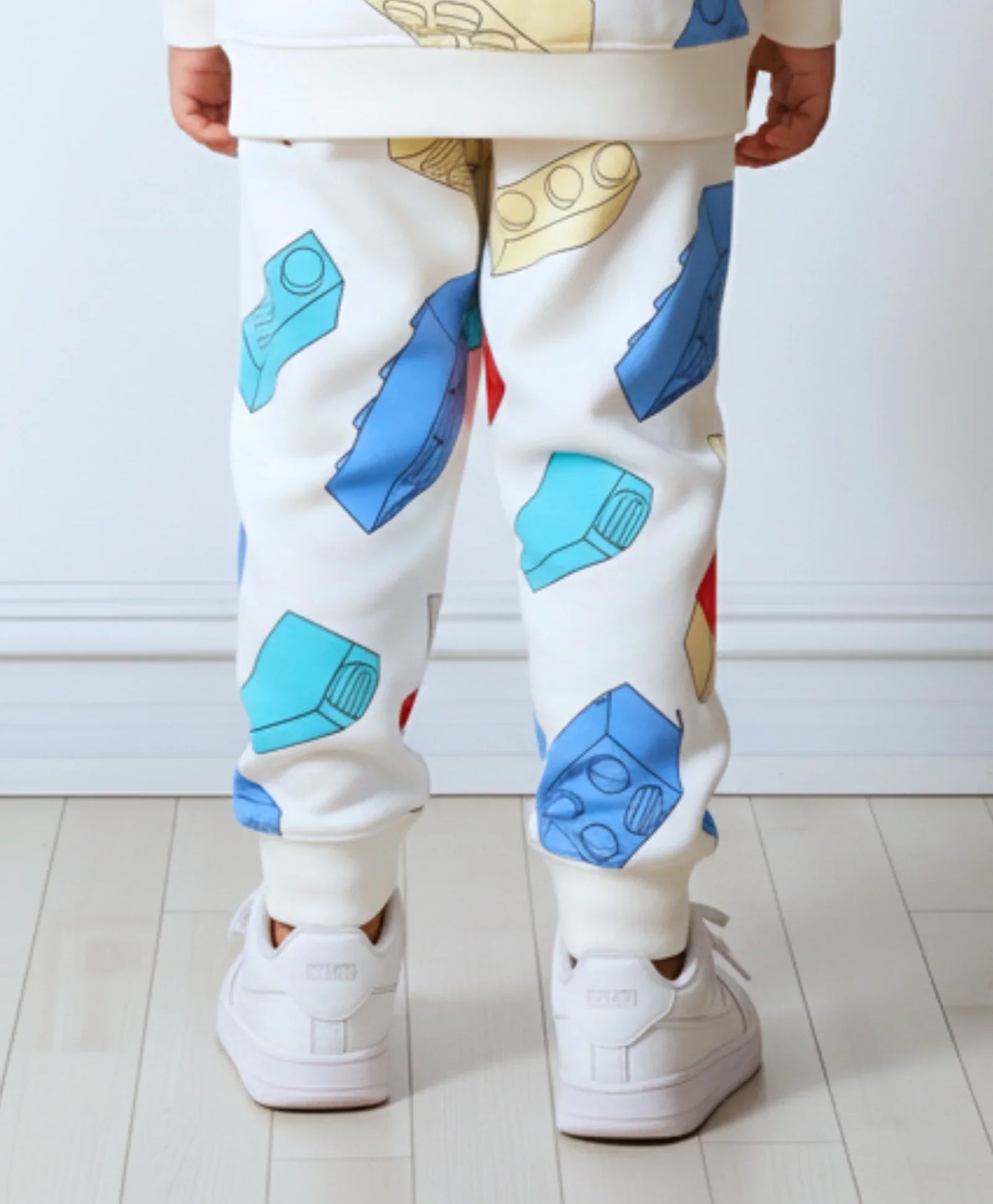 BLOCK BUILDER FLEECE BOYS JOGGER - OFF WHITE