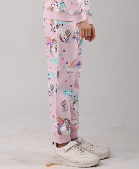 UNICORN HEART GIRLS FLEECE JOGGER - PINK
