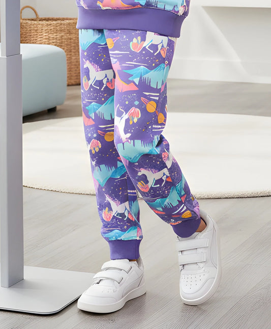 UNICORN PLANET GIRLS FLEECE JOGGER - PURPLE