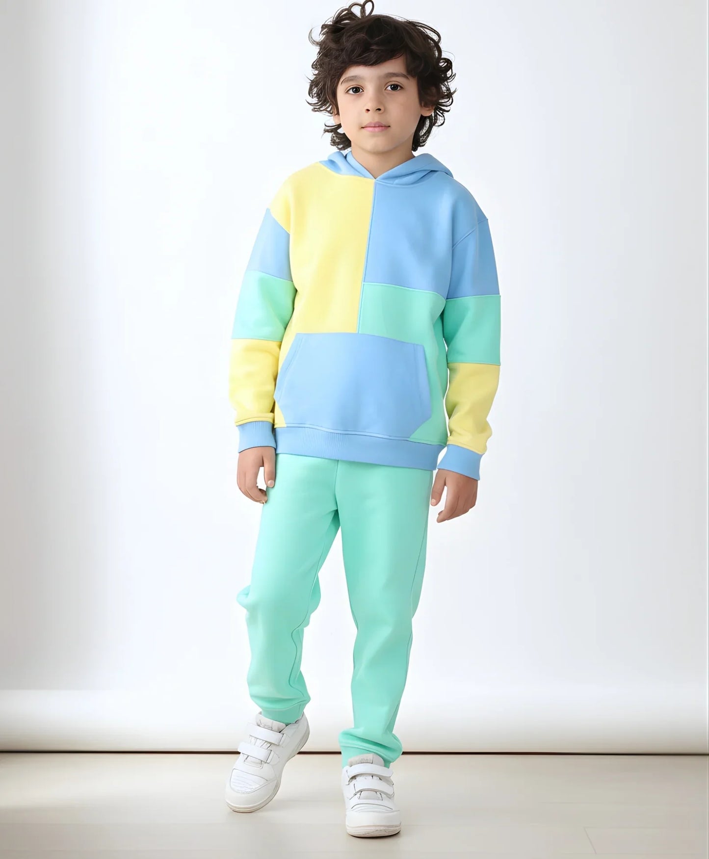 YELLOW SEAGREEN BOYS FLEECE HOODIE GREEN JOGGER SET - YELLOW GREEN