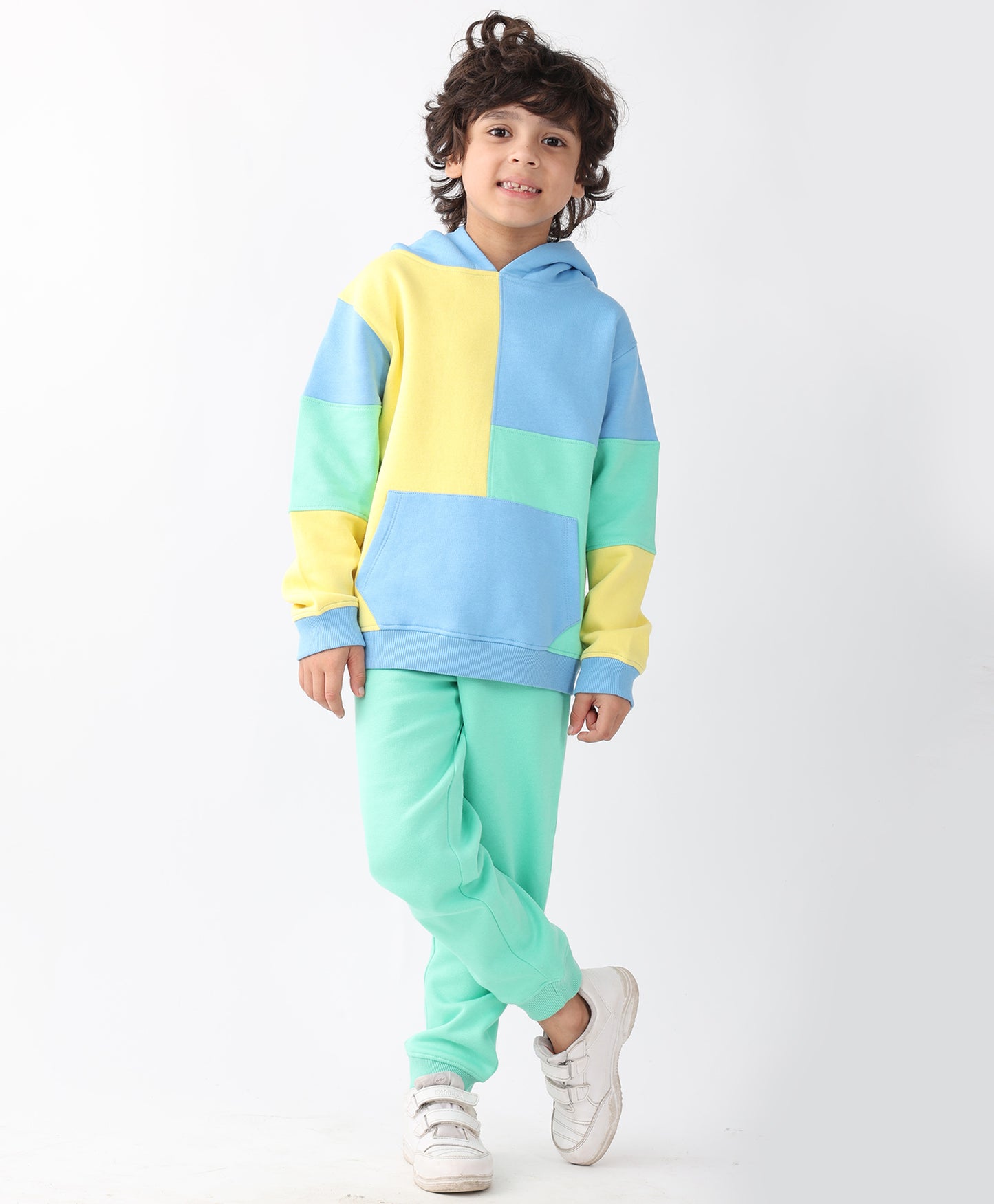YELLOW SEAGREEN BOYS FLEECE HOODIE GREEN JOGGER SET - YELLOW GREEN