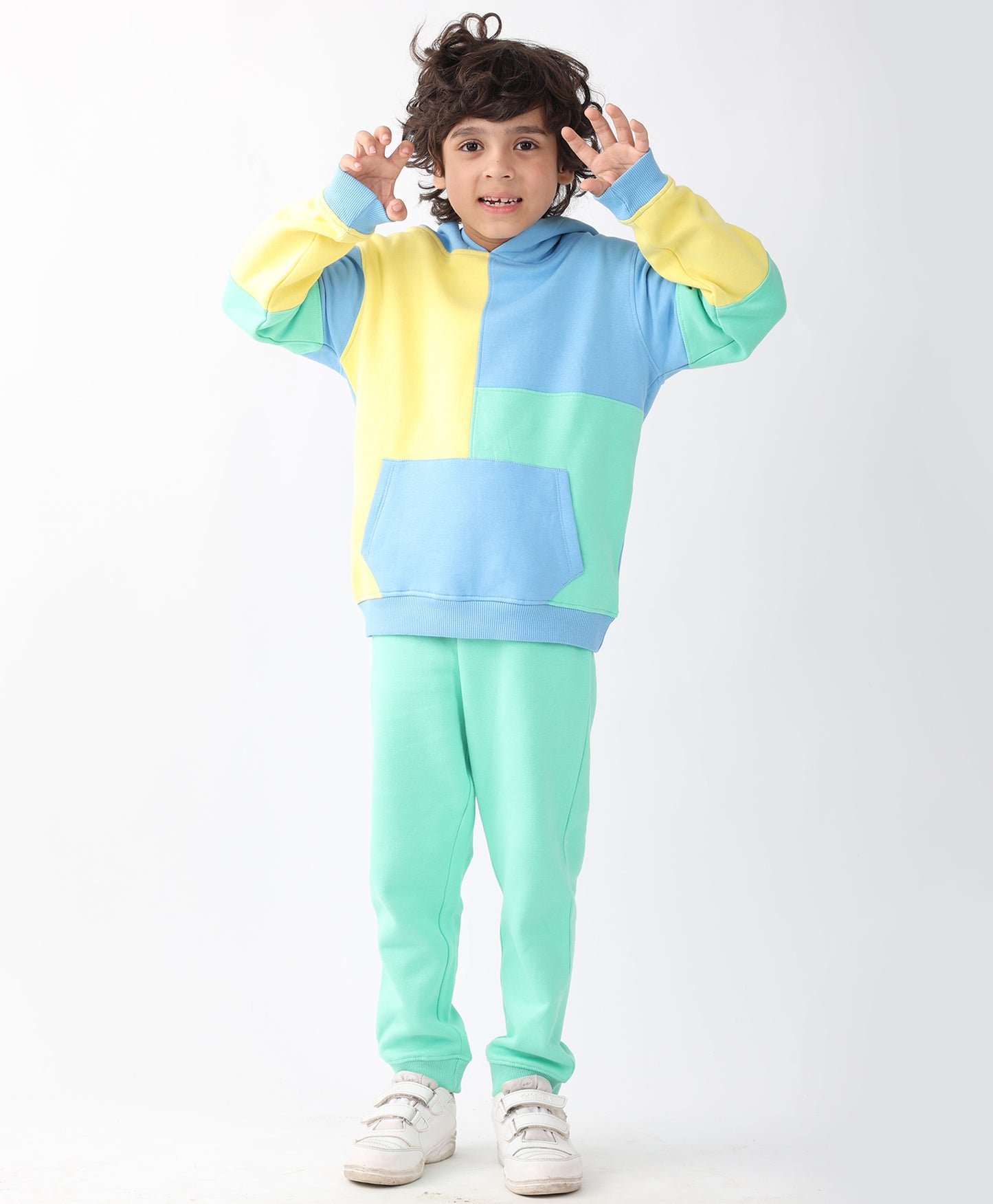 YELLOW SEAGREEN BOYS FLEECE HOODIE GREEN JOGGER SET - YELLOW GREEN