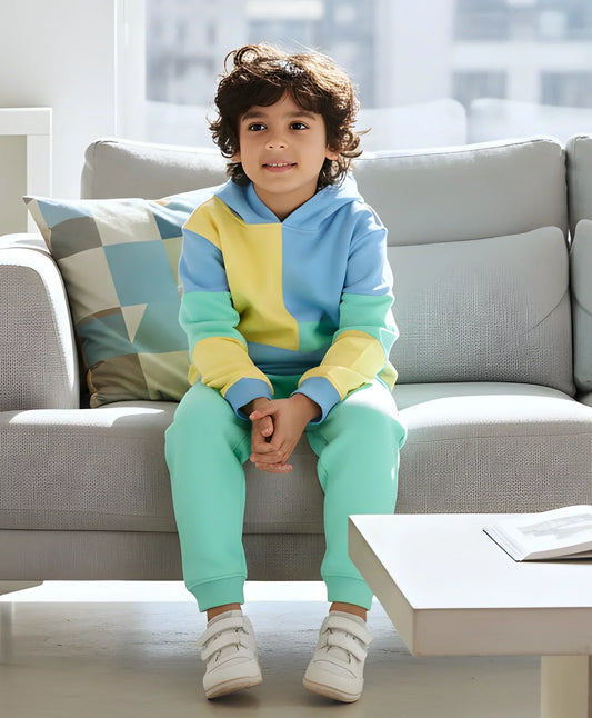 YELLOW SEAGREEN BOYS FLEECE HOODIE GREEN JOGGER SET - YELLOW GREEN - Anthrilo