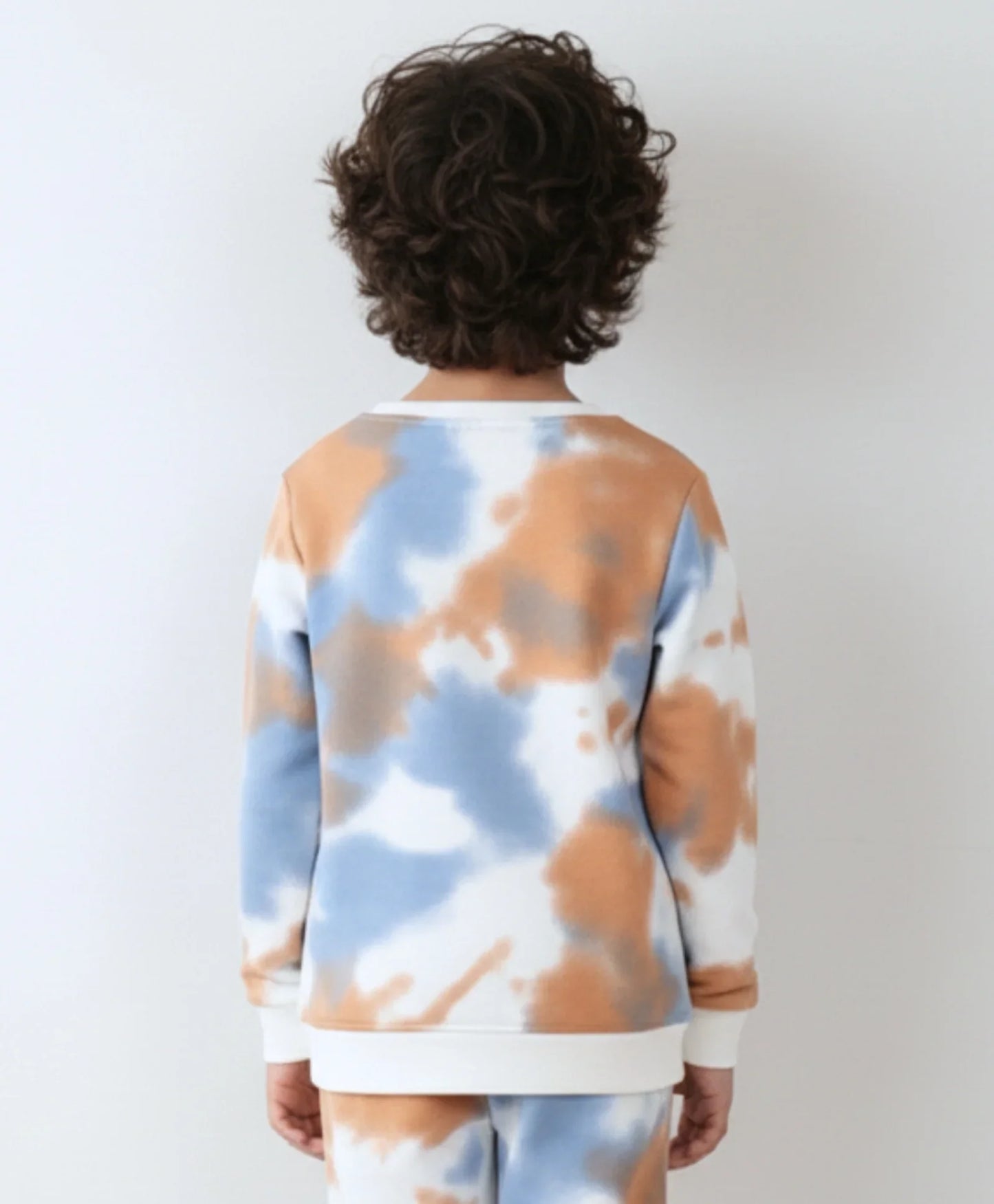 BLUE BROWN TIE DYE FLEECE BOYS SWEATSHIRT - BROWN