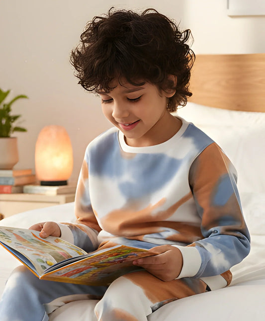 BLUE BROWN TIE DYE FLEECE BOYS SWEATSHIRT - BROWN