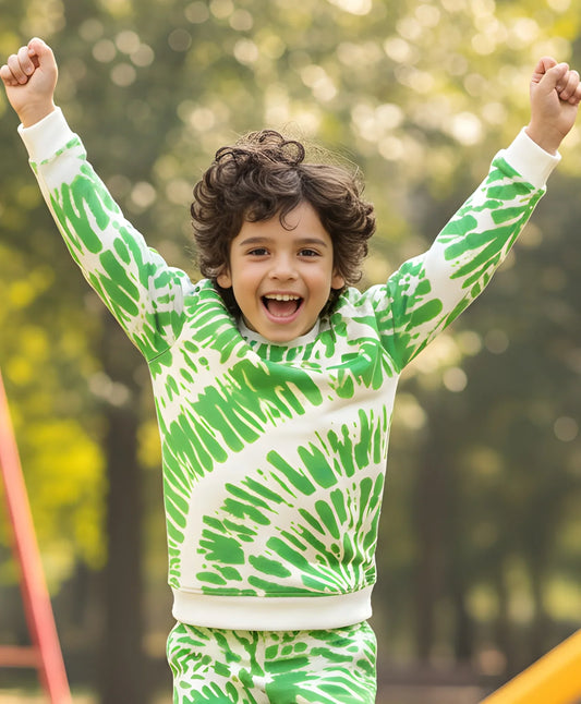 GREEN SWIRL BOYS FLEECE SWEATSHIRT - GREEN