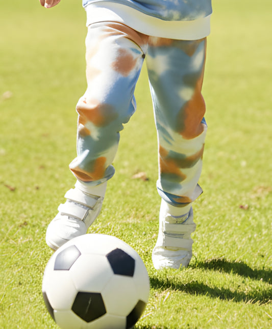 BLUE BROWN TIE DYE BOYS FLEECE JOGGER - BROWN