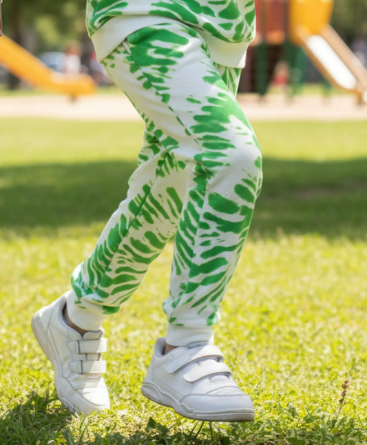 GREEN SWIRL BOYS FLEECE JOGGER - GREEN