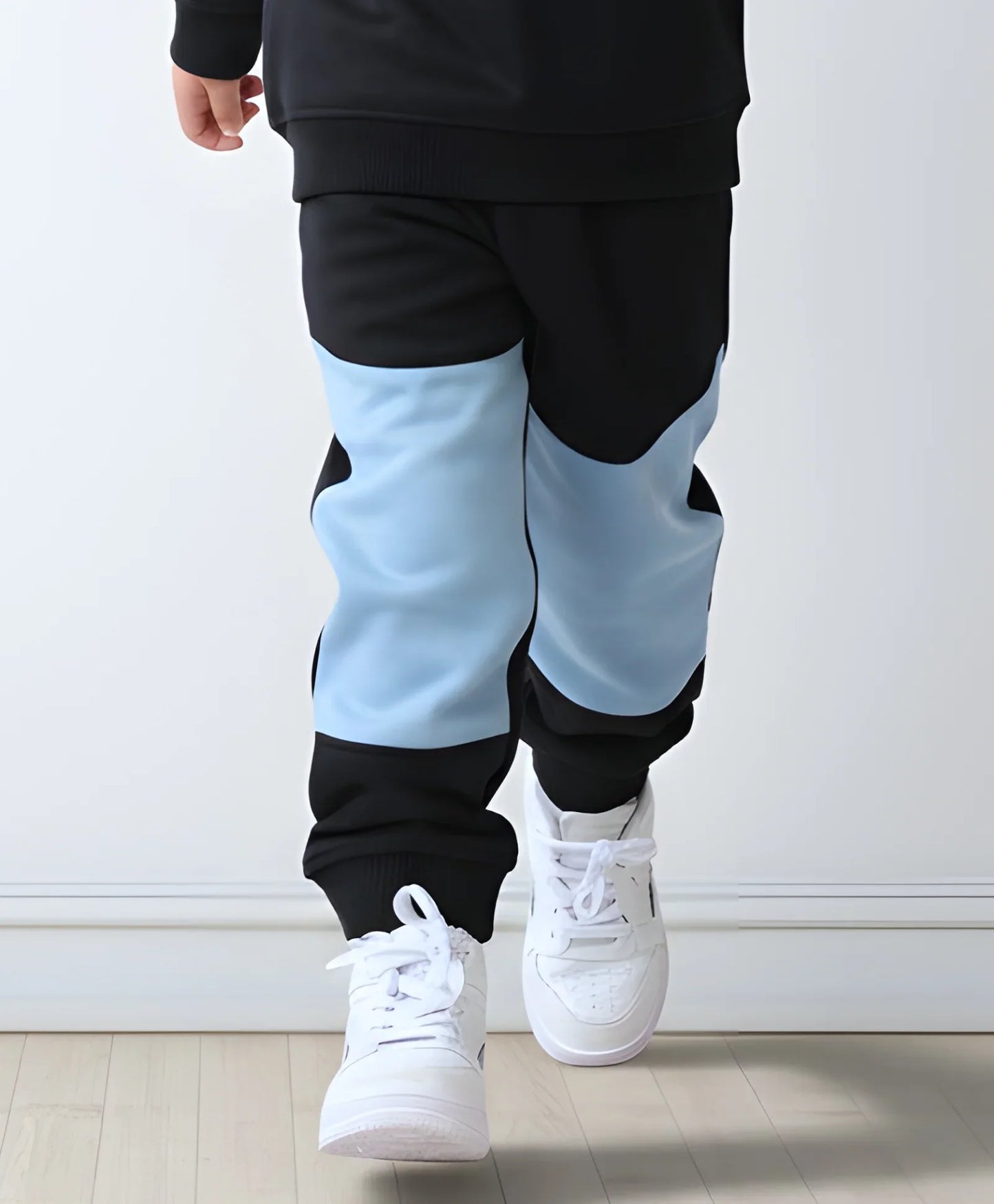 BLACK BLUE INTERLOCK BOYS FLEECE JOGGER - BLACK