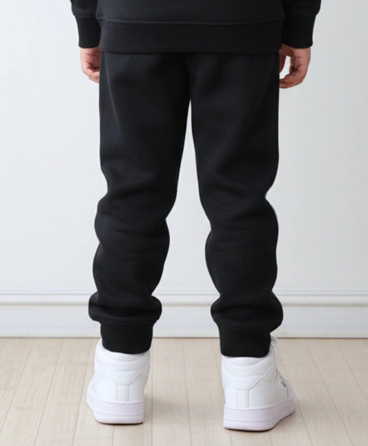 BLACK BLUE INTERLOCK BOYS FLEECE JOGGER - BLACK