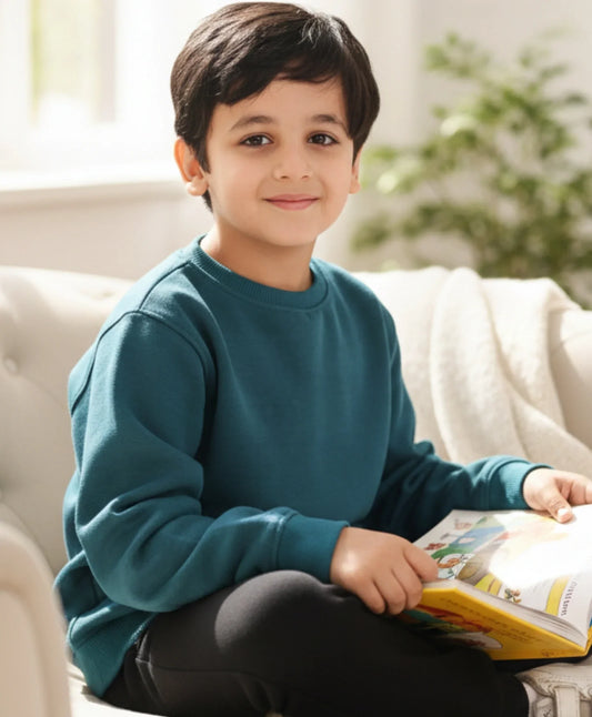 TEAL COLOR BOYS FLEECE SWEATSHIRT - TEAL