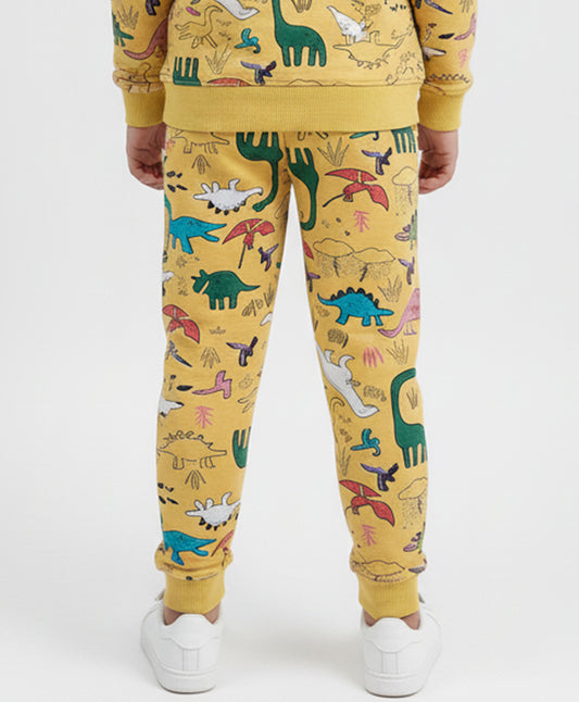 RAINING DINOSAUR BOYS FLEECE JOGGER - YELLOW