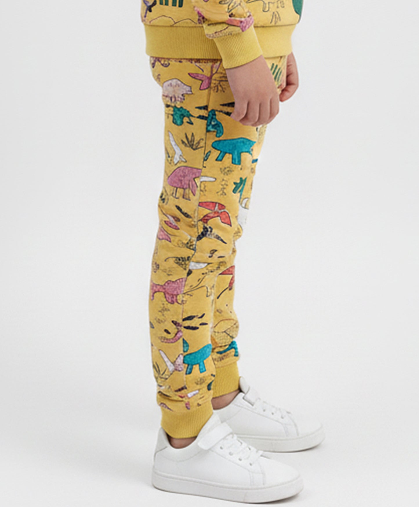 RAINING DINOSAUR BOYS FLEECE JOGGER - YELLOW