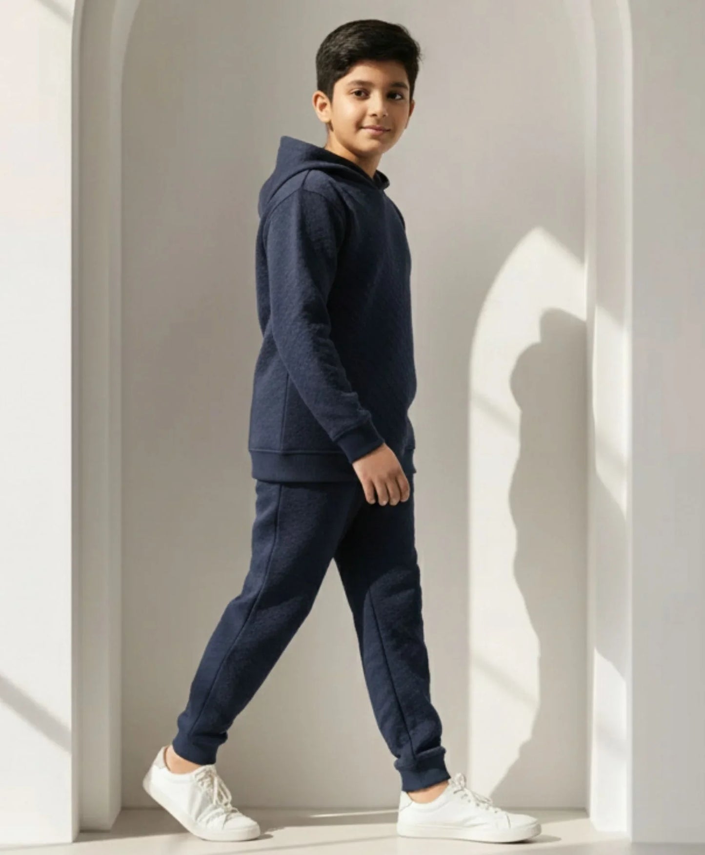 MINIMAL ESSENTIALS FLEECE HOODIE JOGGER SET - NAVY