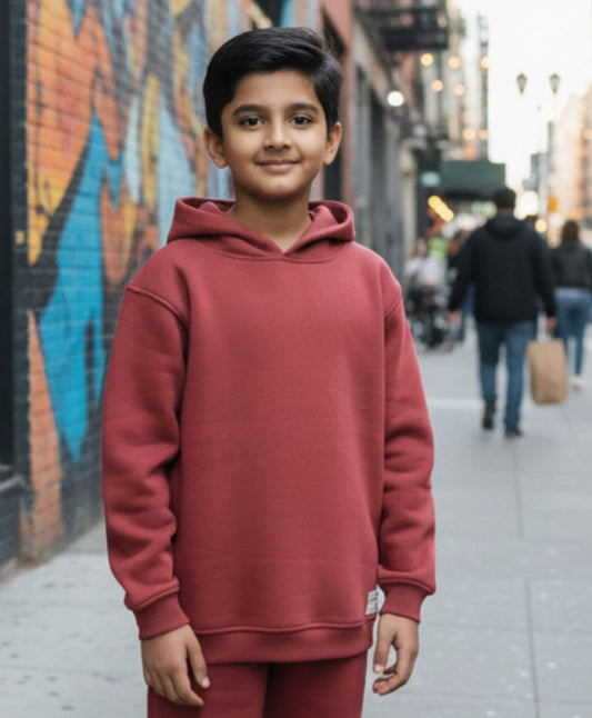 BEYOND BASIC BOYS FLEECE HOODIE - WINE