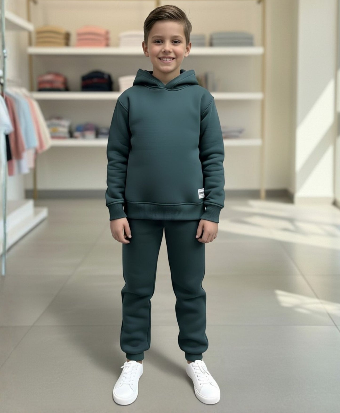 SIMPLE ESSENTIAL BOYS FLEECE JOGGER - DARK GREEN - Anthrilo