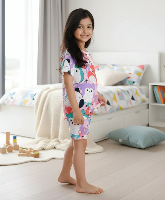 SQUISHY GIRLS SLEEPWEAR SHORT SET - WHITE - Anthrilo
