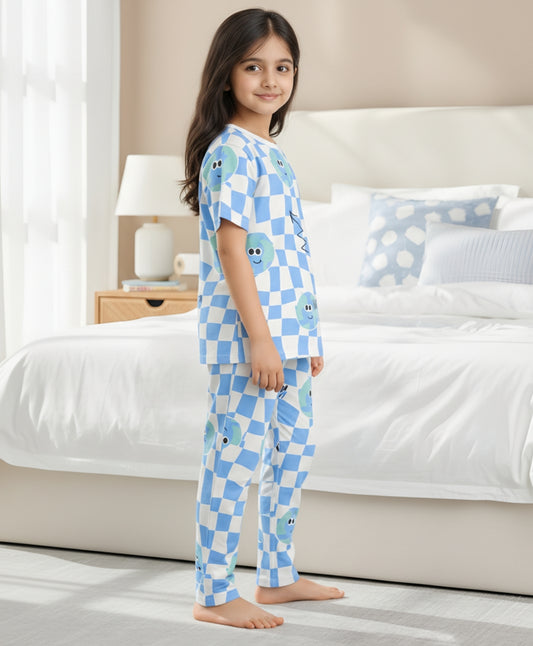 GLOBE CHECK SHORT SLEEVE PYJAMA SET - WHITE
