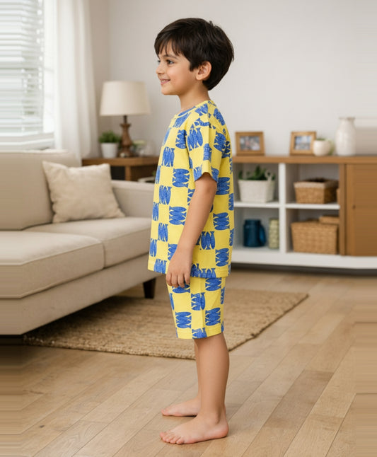 FISH YELLOW BOYS SLEEPWEAR SHORT SET - YELLOW