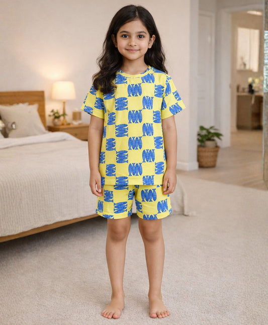 FISH YELLOW GIRLS SLEEPWEAR SHORT SET - YELLOW