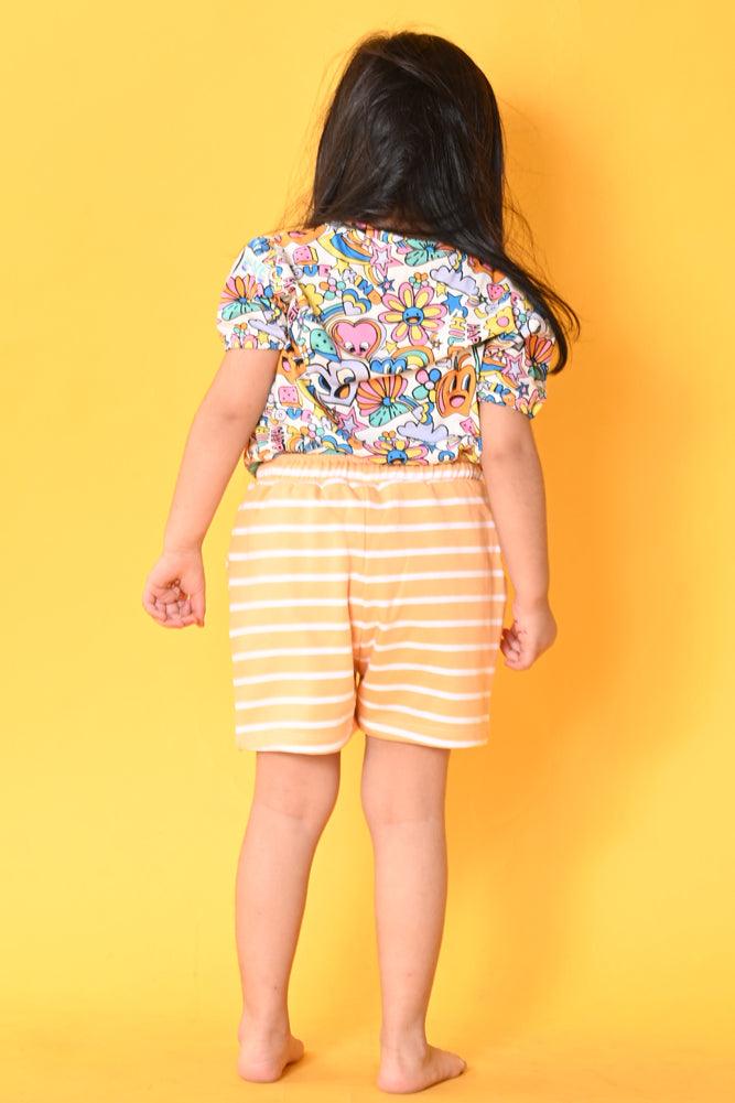 CHILL OUT ORANGE STRIPED SHORTS SET- WHITE/ORANGE - Anthrilo India