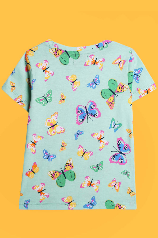 DESTINATION WHITE AND BUTTERFLY GREEN SHORT SLEEVES T-SHIRT (PACK OF 2) - Anthrilo India